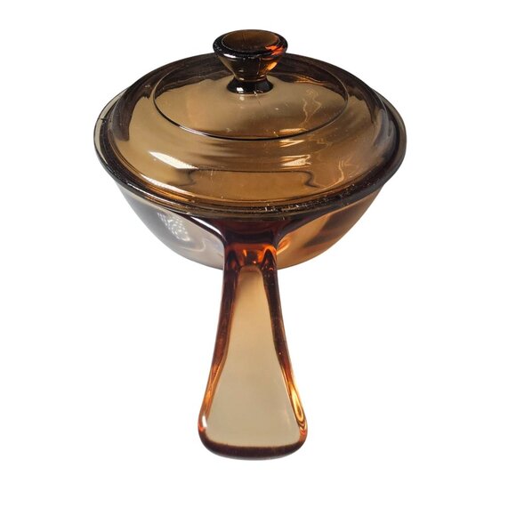 Pyrex Visions Amber Sauce Pan 6" CorningWare France kitchen .5 qt glassware - Picture 3 of 8
